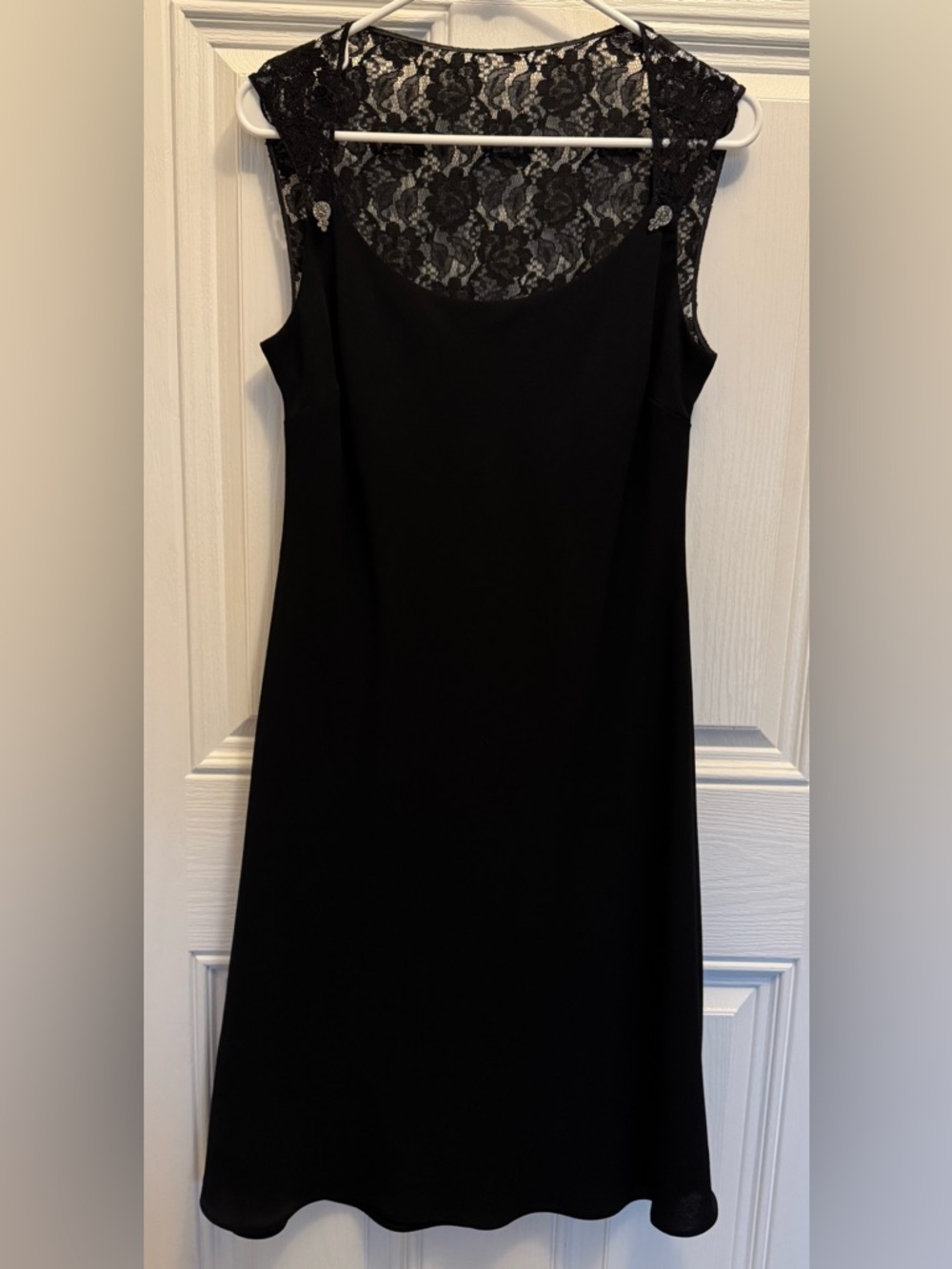 Evan Picone Black Lace-Trim Midi Dress